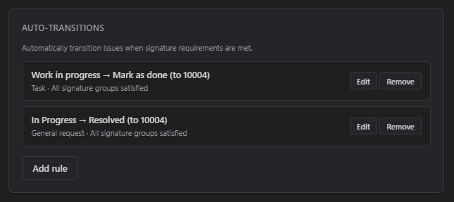 Auto-transition rules